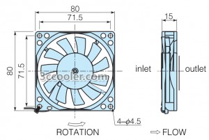 NMB 8015 8CM FBA08J14L 14V 0.1A 2 Wires 2 Pins IP55 Case Fan